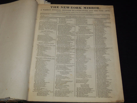1831-1832 NEW YORK MIRROR AND LADIES GAZETTE BOUND VOLUME - R 89H