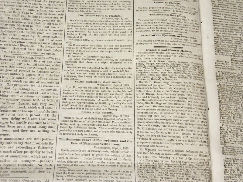 1855 SEPTEMBER 9 NEW YORK HERALD NEWSPAPER - SANTA ANNA ABDICATION - NP 4895