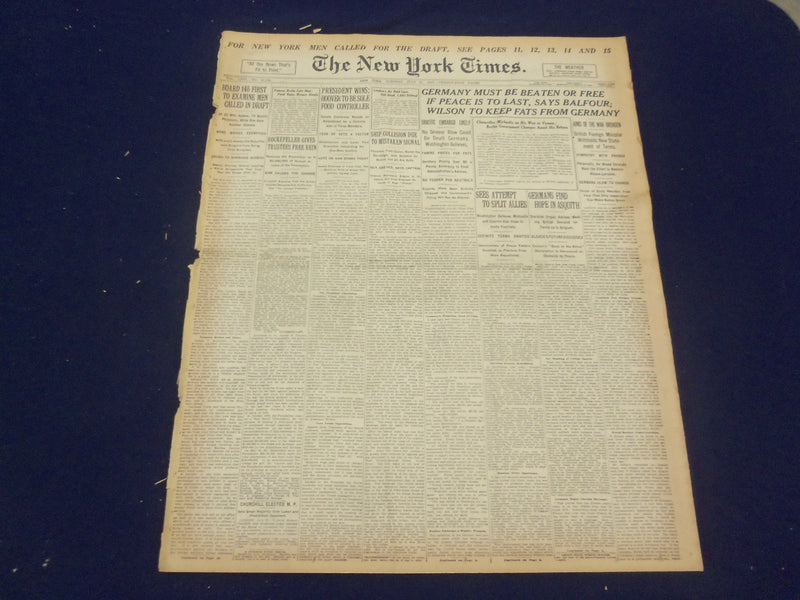 1917 JULY 31 NEW YORK TIMES - HOOVER TO BE SOLE FOOD CONTROLLER - NT 9309