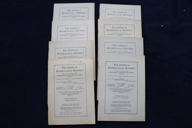 1929 THE AMERICAN MATHEMATICAL MONTHLY MAGAZINE - LOT OF 8 - O 3482