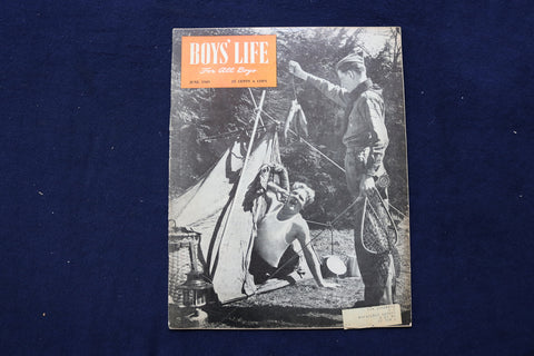 1949 JUNE BOYS' LIFE MAGAZINE - MEN CAMPLING/FISHING COVER - E 22122