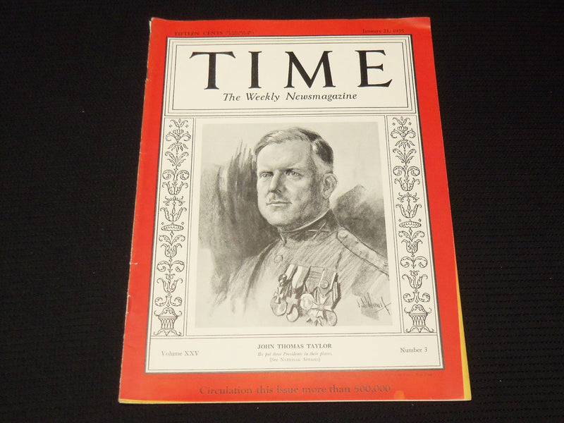 1935 JANUARY 21 TIME MAGAZINE - JOHN T. TAYLOR - T 453