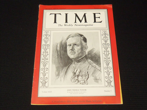 1935 JANUARY 21 TIME MAGAZINE - JOHN T. TAYLOR - T 453