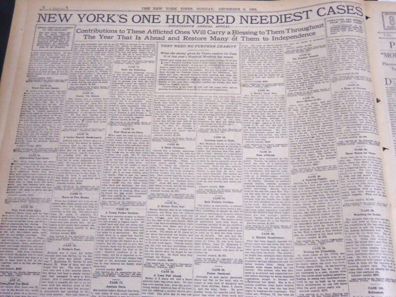 1925 DEC 6 NY TIMES - NEW YORK'S 100 NEEDIEST CASES-CHARLES DANA GIBSON- NT 7067