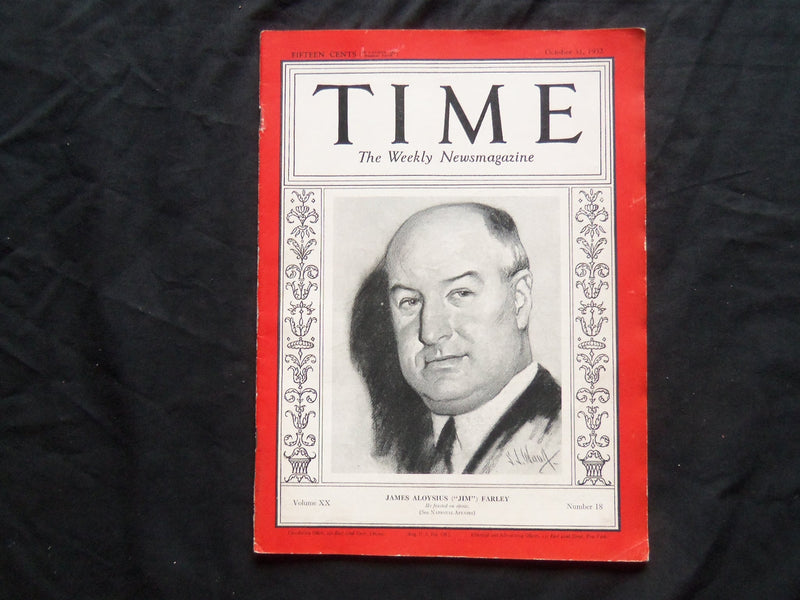 1932 OCTOBER 31 TIME MAGAZINE - JAMES ALOYSIUS FARLEY - T 343
