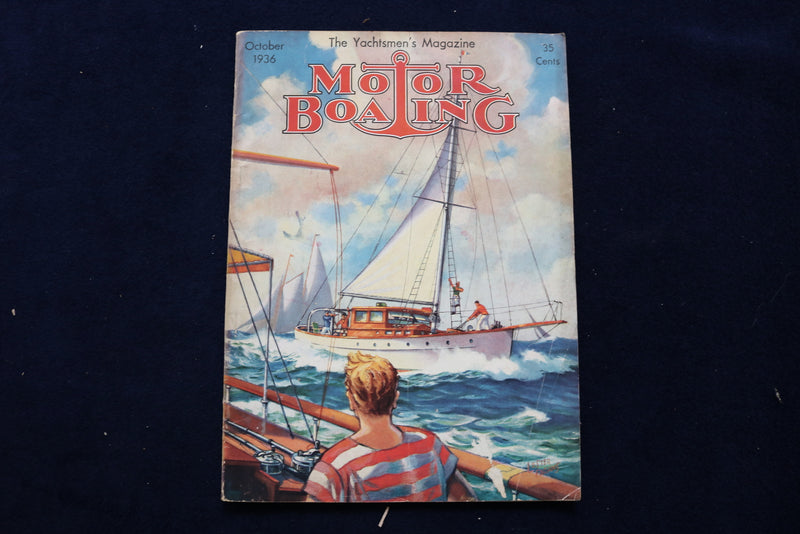 1936 OCTOBER MOTOR BOATING MAGAZINE - ILLUSTRATED BOATS COVER - E 11675