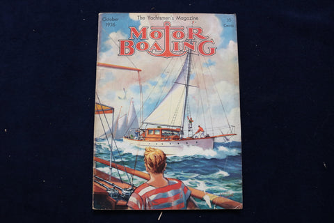 1936 OCTOBER MOTOR BOATING MAGAZINE - ILLUSTRATED BOATS COVER - E 11675