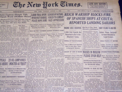 1935 AUG 4 NEW YORK TIMES - OWENS EQUALS WORLD 100 METER RECORD - NT 1932