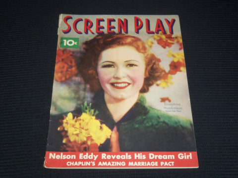 1936 OCTOBER SCREEN PLAY MAGAZINE - JOSEPHINE HUTCHINSON COVER - E 12162