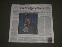 2017 APRIL 7 NEW YORK TIMES - U.S. LAUNCHES MISSILES INTO SYRIA