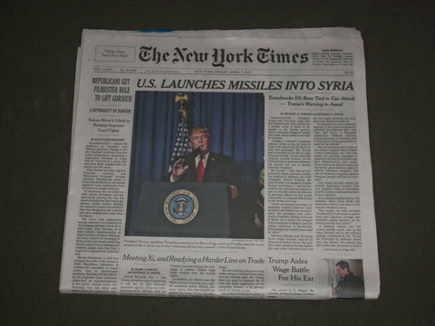 2017 APRIL 7 NEW YORK TIMES - U.S. LAUNCHES MISSILES INTO SYRIA