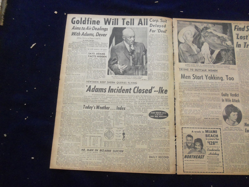 1958 JUNE 19 BOSTON RECORD AMERICAN NEWSPAPER - ELIZABETH TAYLOR - NP 6267