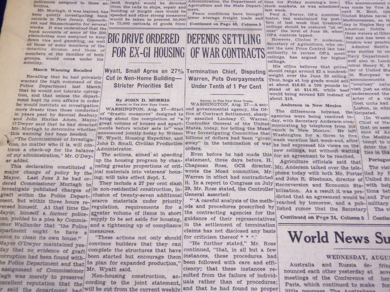 1946 AUGUST 28 NEW YORK TIMES - BIG DRIVE FOR EX-GI HOUSING - NT 2710