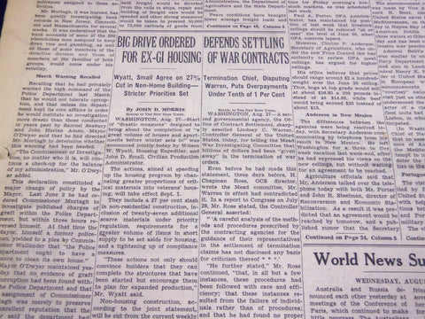 1946 AUGUST 28 NEW YORK TIMES - BIG DRIVE FOR EX-GI HOUSING - NT 2710