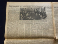1974 AUGUST 7 NEW YORK TIMES - NIXON TELLS CABINET HE'LL STAY - NP 6455