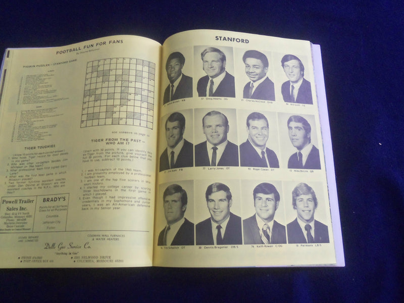 1971 SEPTEMBER 11 FOOTBALL PROGRAM - UNIV OF MISSOURI VS STANFORD UNIV -ST 1116A