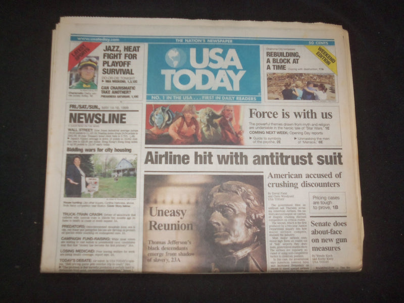 1999 MAY 14-16 USA TODAY NEWSPAPER - AIRLINE HIT WITH ANTITRUST SUIT - NP 8032