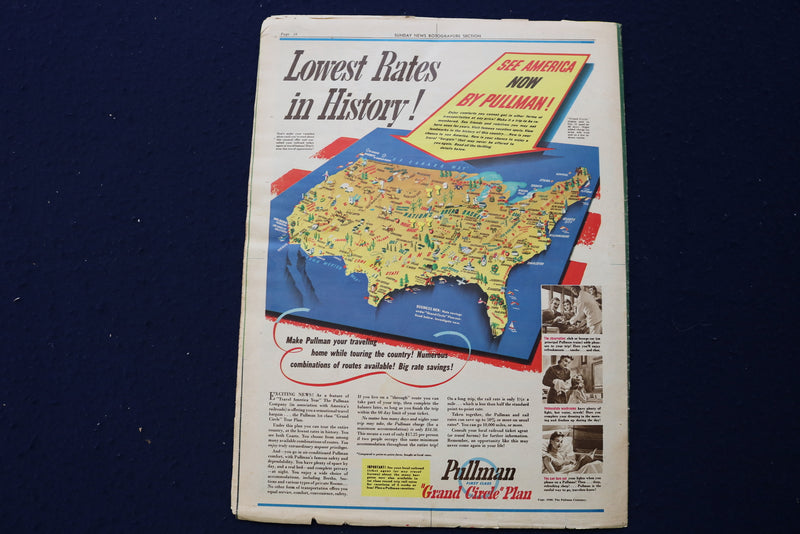 1940 JUNE 9 SUNDAY NEWS PICTURE NEWSPAPER-FRED ASTAIRE -NY BEACHES MAP - E 22709