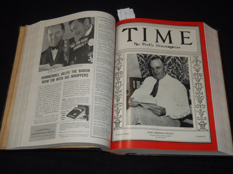 1937 JAN-MAR TIME MAGAZINE BOUND VOLUME - GREAT COVERS - NICE ADS - KD 3806N