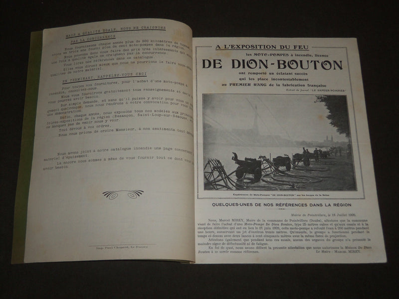1930 SAMUEL MICHAUD ORNANS DEFENSE CONTRE L'INCENDIE FRENCH CATALOGUE - FR 501