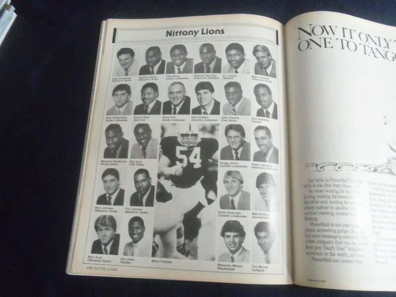1986 NOV 15 FOOTBALL PROGRAM - UNIV NOTRE DAME VS PENN STATE UNIV - SP 1213G