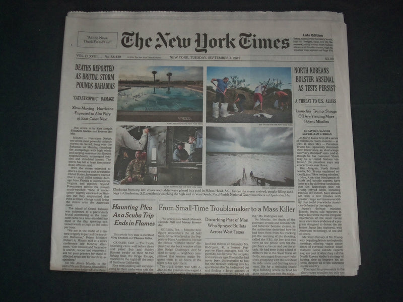 2019 SEPTEMBER 3 NEW YORK TIMES - NORTH KOREANS BOLSTER ARSENAL AS TESTS PERSIST