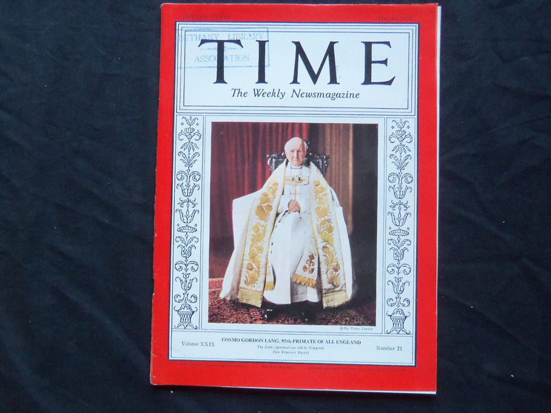 1937 MAY 24 TIME MAGAZINE - COSMO GODON LANG - T 564