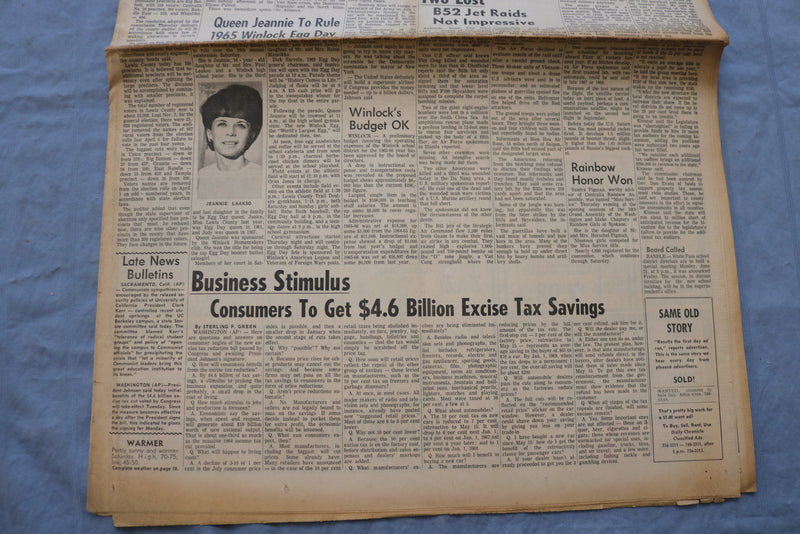 1965 JUNE 18 THE DAILY CHRONICLE NEWSPAPER -HANOI, PEKING COOL TO PEACE- NP 8526