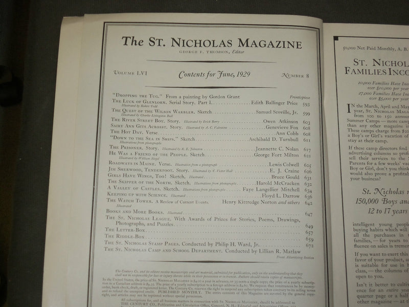 1929 JUNE ST. NICHOLAS MAGAZINE - ILLUSTRATIONS, STORIES & ADS - B 5048