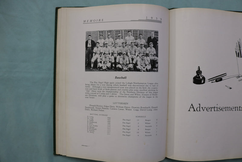1939 MEMOIRS PEN ARGYL HIGH SCHOOL YEARBOOK - PEN ARGYL, PENNSYLVANIA - YB 3565
