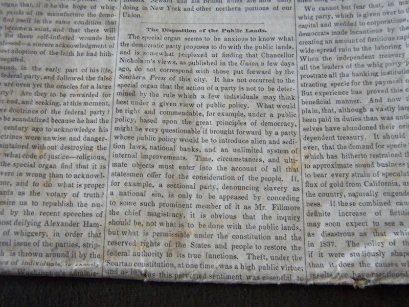 1851 THE WEEKLY UNION NEWSPAPER LOT OF 3 - CITY OF WASHINGTON - NP 2636