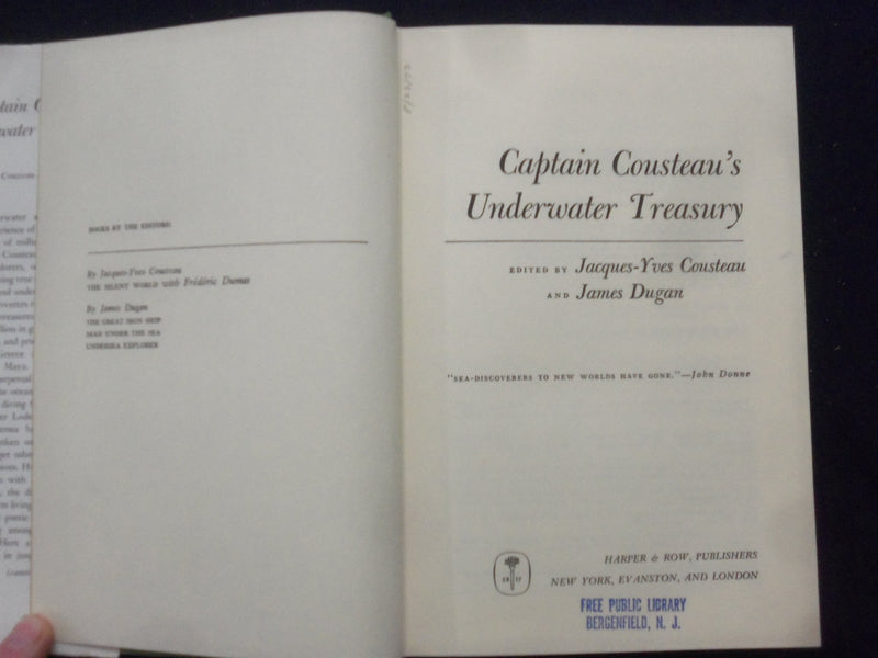 1959 CAPTAIN COUSTEAU'S UNDERWATER TREASURY HARDCOVER BOOK - KD 8289