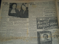 1951 OCTOBER 1 ALBANY TIMES UNION NEWSPAPER - GIANTS DODGERS TIED - NT 7596