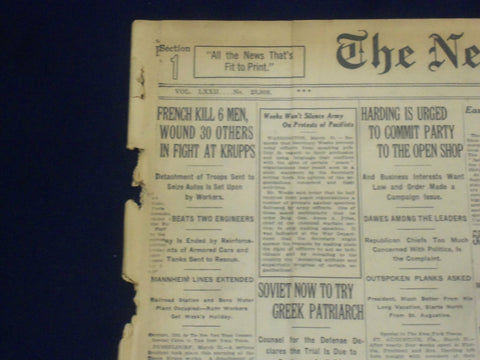1923 APRIL 1 NEW YORK TIMES - FRENCH KILL 6 AT KRUPPS - NT 8330