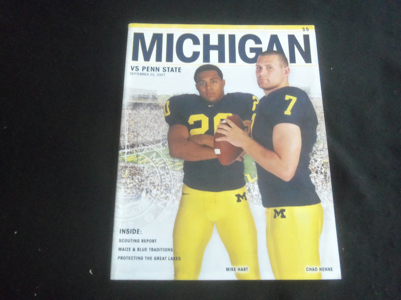 2007 SEPTEMBER 22 FOOTBALL PROGRAM-UNIV OF MICHIGAN VS PENN STATE UNIV - B 5533Q