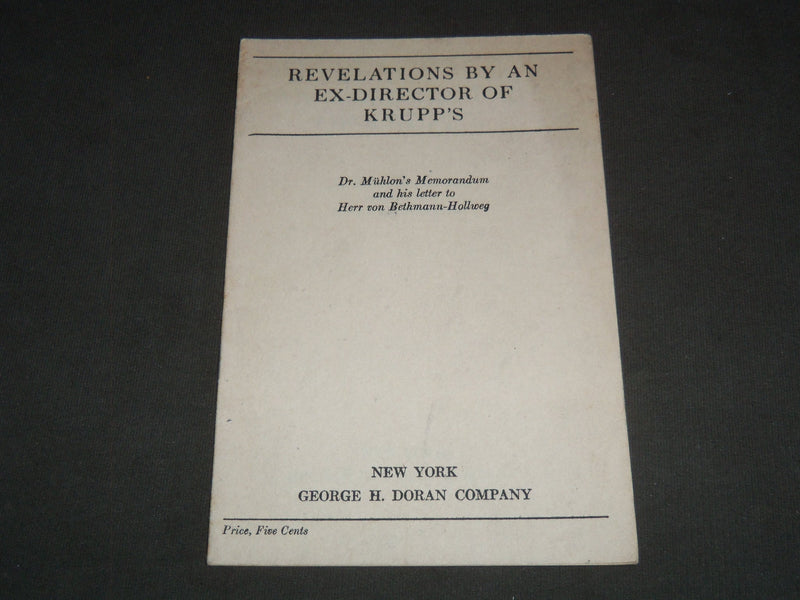 1920'S REVELATIONS BY AN EX-DIRECTOR OF KRUPP'S BOOK - DR. MUHLON'S - J 7215