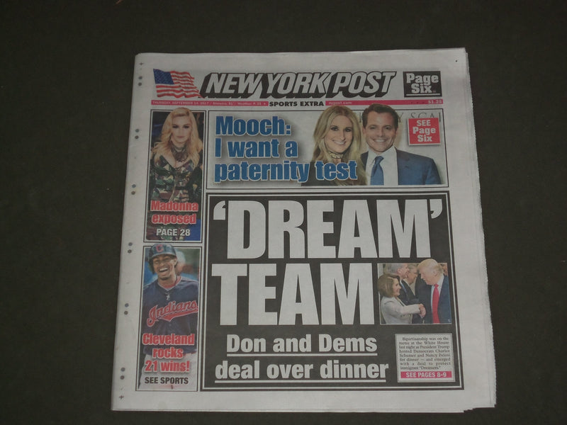 2017 SEPTEMBER 14 NEW YORK POST NEWSPAPER - CLEVELAND INDIANS WIN 21 IN A ROW