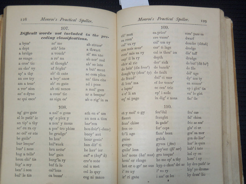 1875 MONROE'S PRACTICAL SPELLER BOOK BY LEWIS B. MONROE - K 2190