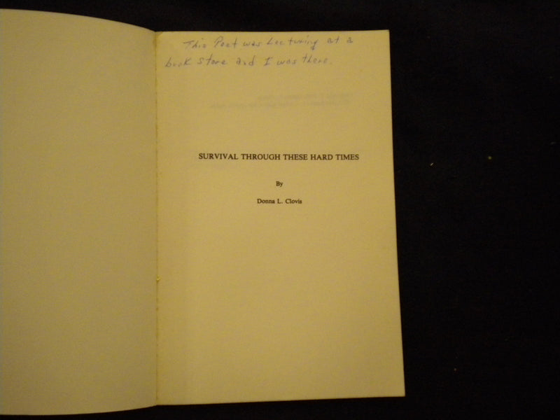 1991 SURVIVAL THROUGH THESE HARD TIMES SOFTCOVER BOOK BY DONNA CLOVIS - KD 8057