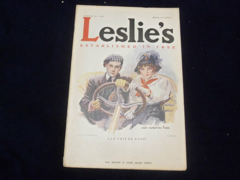 1913 AUGUST 21 LESLIE'S WEEKLY MAGAZINE - J.M. FLAGG FRONT COVER - ST 6091