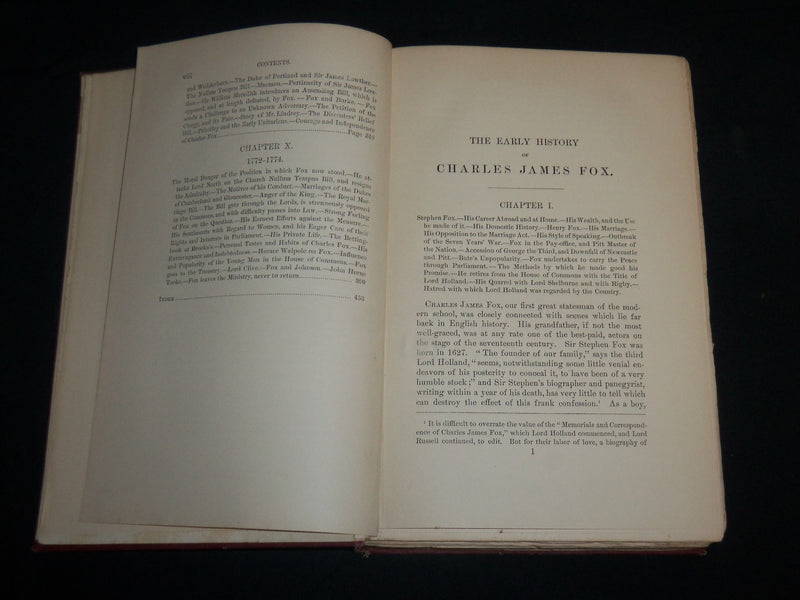1899 THE EARLY HISTORY OF CHARLES JAMES FOX HARDCOVER BOOK BY TREVELYAN- KD 6725