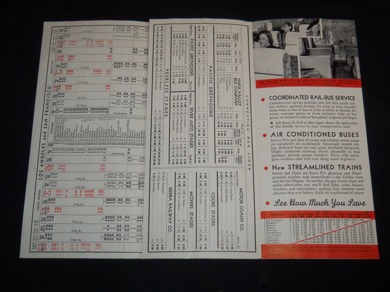 1939 APRIL COORDINATED RAIL BUS TIME TABLE FOR CALIFORNIA - J 9074