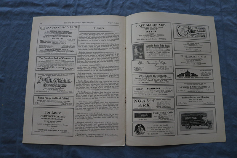 1927 AUGUST 13 SAN FRANCISCO NEWS LETTER MAGAZINE - MARIN HILLS - ST 5509L
