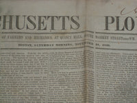 1846 NOVEMBER 21 MASSACHUSETTS PLOUGHMAN NEWSPAPER - EXPLOSIVE COTTON - NP 5136