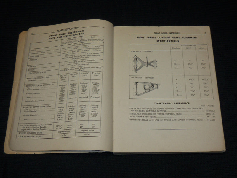 1950'S DE SOTO SHOP MANUAL MODELS S-13, S-14 & S-15 - SOFTCOVER - R 706Q