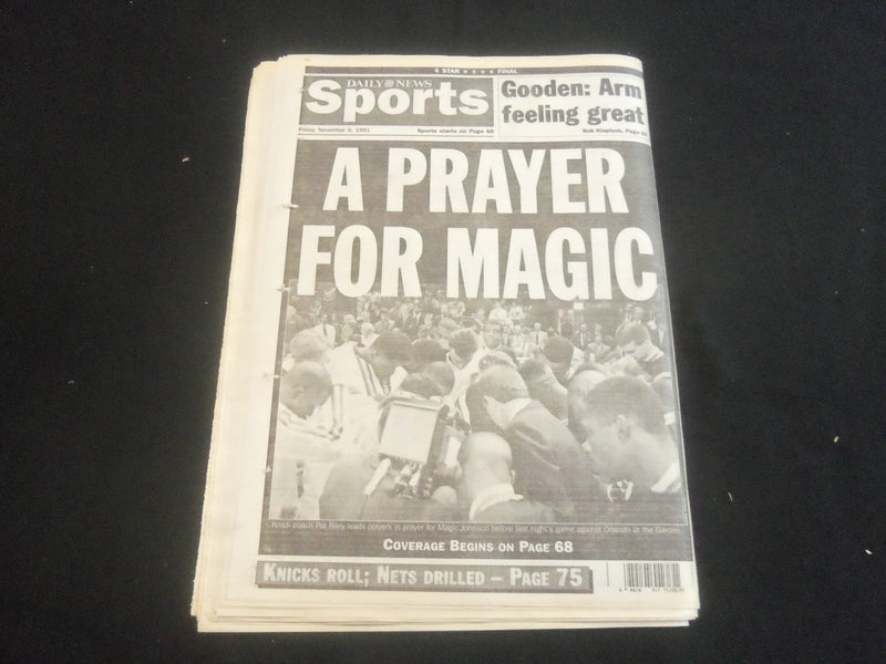 1991 NOV 8 NEW YORK DAILY NEWS NEWSPAPER - MAGIC JOHNSON AIDS VIRUS - NP 5879
