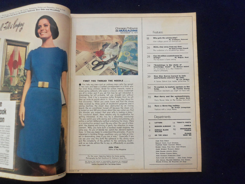 1971 NOV 14 CHICAGO TRIBUNE MAGAZINE SECTION-SCIENTOLOGISTS-ALEX KARRAS- NP 6422