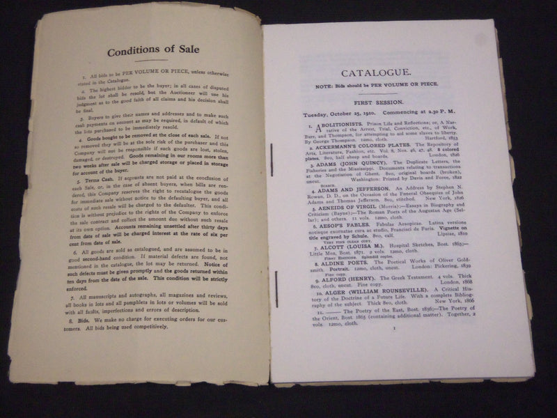 1910 MERWIN - CLAYTON SALES CO. AUCTION CATALOGUES LOT OF 4 - KD 2099R