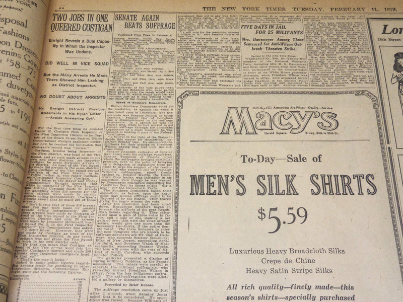 1919 FEBRUARY 11 NEW YORK TIMES - THREAT TO PEACE CONFERENCE - NT 7964