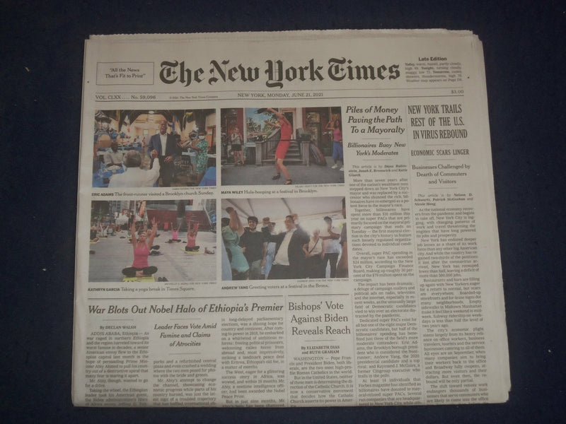 2021 JUNE 21 NEW YORK TIMES - NEW YORK TRAILS REST OF THE US. IN VIRUS REBOUND